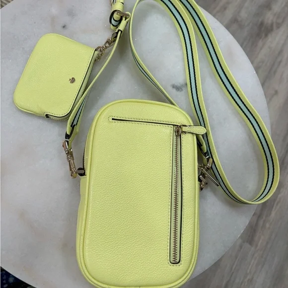 Kate Spade Yellow Crossbody Bag with Stripe Strap - Picture 8 of 14